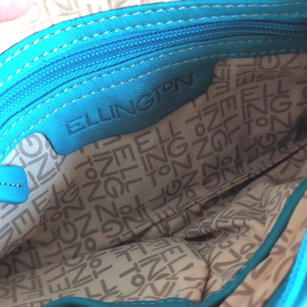 Ellington Turquoise Blue Aqua Dimpled Leather Wristlet Clutch - Picture 4 of 8